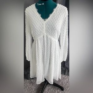 White Midi Dress with Polkadot texture